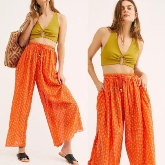 NWOT!! Free People Dream Time Orange Lounge pant - Picture 6 of 7